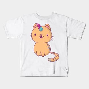 Adorable Tabby | Unicorn Horn Cat Kids T-Shirt